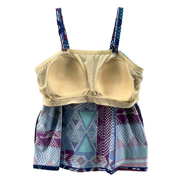 Romans Swim Suit Size 22 W Tankini and Skirt Bottoms Blue Multi Color EUC - Picture 7 of 9